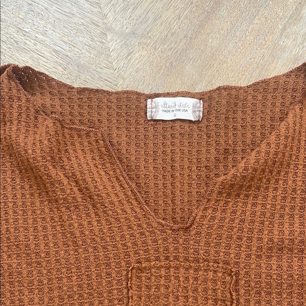 Rust Orange Textured Cropped Top - Picture 2 of 2